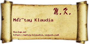 Mátay Klaudia névjegykártya